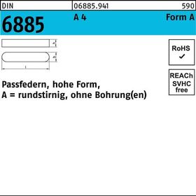 Passfeder DIN 6885 FormA rundstirnig/o.Bohrung A 6x 6x 40 A 4 25 Stück - VPE: 25