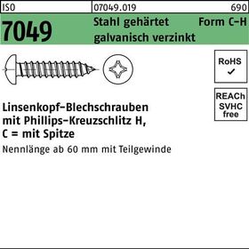 Blechschraube ISO 7049 LIKO Spitze/PH C4,8x13-H Stahl gehärtet galv.verz. 500St. - VPE: 500