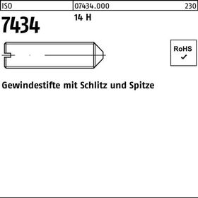 Gewindestift ISO 7434 Spitze/Schlitz M3x 4 14 H 200 Stück - VPE: 200