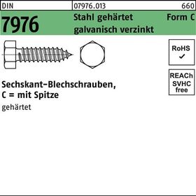 Blechschraube DIN 7976 Sechskant/Spitze C 3,5x9,5 Stahl geh.galv.verz. 1000St. - VPE: 1000