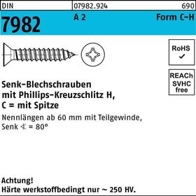 Senkblechschraube DIN 7982 PH/Spitze C 5,5x 22-H A 2 100 Stück - VPE: 100