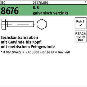 Sechskantschraube ISO 8676 VG M12x1,5x 45 8.8 galv.verz. 100 Stück - VPE: 100