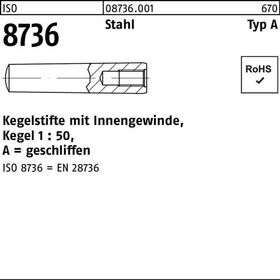 Kegelstift ISO 8736 Innengewinde A 10x 40 Stahl Kegel 1:50 10 Stück - VPE: 10