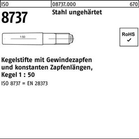 Kegelstift ISO 8737 Gewindezapfen 12x 75 Stahl ungehärtet Kegel 1:50 10 Stück - VPE: 10