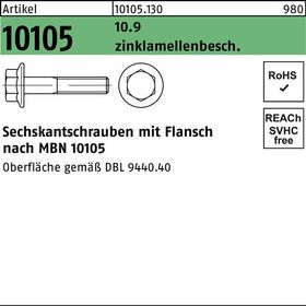 Sechskantflanschschraube R 10105 M10x 1,5x 30 10.9 flZnnc-L 100 Stück - VPE: 100