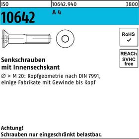 Senkschraube ISO 10642 Innen-6kt M3x 14 A 4 100 Stück - VPE: 100