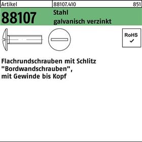 Flachrundschraube R 88107 Schlitz VG M8x40 Stahl 4.6 galv.verz. 200St. - VPE: 200