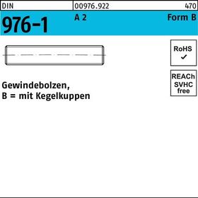 Gewindebolzen DIN 976 Kegelkuppen BM 10x 55 A 2 100 Stück - VPE: 100