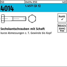 Sechskantschraube ISO 4014 Schaft M8x 70 A 5 50 Stück - VPE: 50