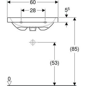 Geberit Waschtisch iCon Light 600x420mm verk. Ausldg o HL m ÜL weiß