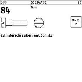 Zylinderschraube DIN 84/ISO 1207 Schlitz M5x 18 4.8 1000 Stück - VPE: 1000