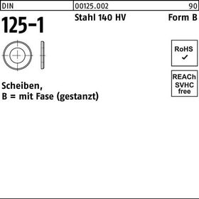 Unterlegscheibe DIN 125-1 B 21x 37x3 Stahl 140 HV 200 Stück - VPE: 200