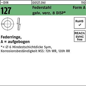 Federring DIN 127 A 4 Federstahl galv.verz. 8 DiSP 1000 Stück - VPE: 1000