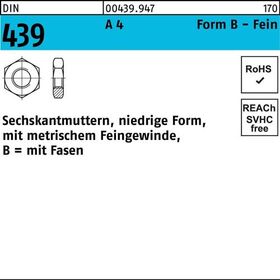 Sechskantmutter DIN 439/ISO 4035 FormB BM 24x 2 A 4 10 Stück - VPE: 10