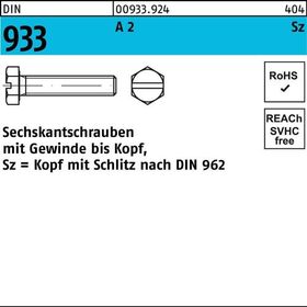 Sechskantschraube DIN 933 VG/Schlitz M8x 16 A 2 100 Stück - VPE: 100