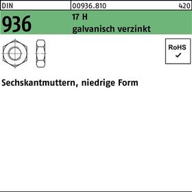 Sechskantmutter DIN 936 M8 17 H galv.verz. 100 Stück - VPE: 100