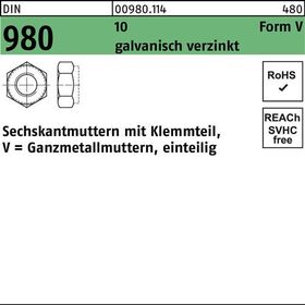 Sechskantmutter DIN 980 Klemmteil VM 8 10 galv.verz. 100 Stück - VPE: 100