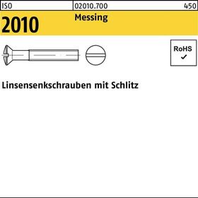 Linsensenkschraube ISO 2010 Schlitz M3x 10 Messing 200 Stück - VPE: 200