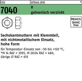 Sechskantmutter ISO 7040 Klemmteil M5 8 galv.verz. 200 Stück - VPE: 200