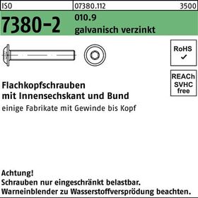 Flachkopfschraube ISO 7380-2 Bund/Innen-6kt M10x50 010.9 galv.verz. 100St. - VPE: 100