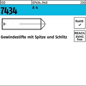 Gewindestift ISO 7434 Spitze/Schlitz M5x 6 A 4 50 Stück - VPE: 50