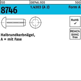 Halbrundkerbnagel ISO 8746 Fase 5x 8 1.4303 (A 2) 100 Stück - VPE: 100