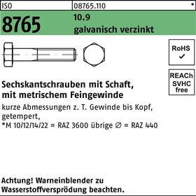 Sechskantschraube ISO 8765 Schaft M14x1,5x60 10.9 galv.verz. 50St. - VPE: 50