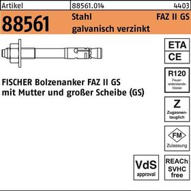 Ankerbolzen R 88561 FAZ II 12/100 GS Stahl galv.verz. 20 Stück FISCHER - VPE: 20