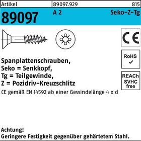 Spanplattenschraube R 89097 SEKO PZ TG 6x 90-Z A 2 100 Stück - VPE: 100