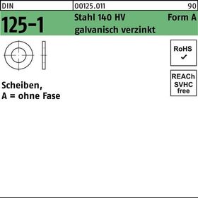 Unterlegscheibe DIN 125-1 A 8,4x16x1,6 Stahl 140 HV galv.verz. 1000St. - VPE: 1000