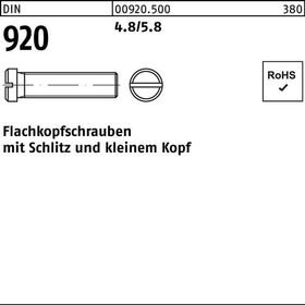 Flachkopfschraube DIN 920 Schlitz M3x 5 4.8/5.8 100 Stück - VPE: 100