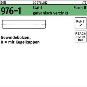 Gewindebolzen DIN 976 Kegelkuppen BM 12x 350 Stahl galv.verz. 10St. - VPE: 10
