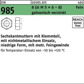 Sechskantmutter DIN 985 Klemmteil M14x1,5 8 (=M 5 = 6/8 ) galv.verz. 100St. - VPE: 100