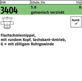 Flachschmiernippel DIN 3404 rundem Kopf/6-kt G 3/8-22 SW 22 5.8 galv.verz. 25St. - VPE: 25