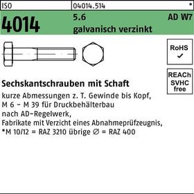 Sechskantschraube ISO 4014 Schaft M12x 130 5.6 W7 galv.verz. 50St. - VPE: 50