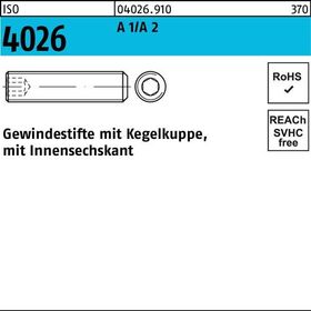 Gewindestift ISO 4026 Kegelkuppe/Innen-6kt M3x 8 A 1/A 2 500 Stück - VPE: 500