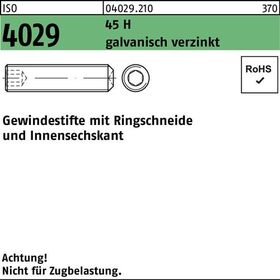 Gewindestift ISO 4029 Ringschneide/Innen-6kt M5x30 45 H galv.verz. 200St. - VPE: 200