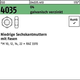 Sechskantmutter ISO 4035 niedrig Fasen M8 Automatenstahl galv.verz. 100St. - VPE: 100