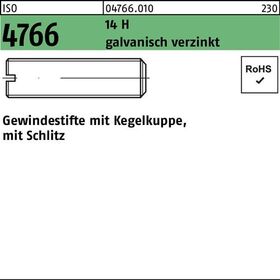 Gewindestift ISO 4766 Kegelkuppe/Schlitz M3x10 14 H galv.verz. 200St. - VPE: 200