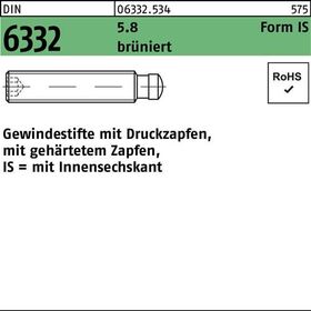 Gewindestift DIN 6332 FormIS Zapfen/Innen-6kt IS M12x50 5.8 brüniert 10St. - VPE: 10