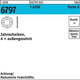 Zahnscheibe DIN 6797 FormA außengezahnt A 8,4 1.4310 1000 Stück - VPE: 1000