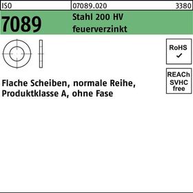 Unterlegscheibe ISO 7089 o.Fase 14 Stahl 200 HV feuerverz. 500 Stück - VPE: 500