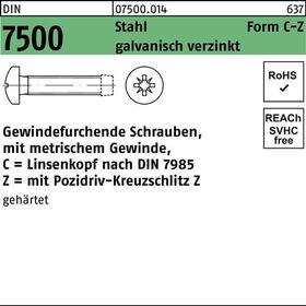 Gewindefurchendeschraube DIN 7500 LIKO PZ CM 3x6-Z Stahl galv.verz. 2000St. - VPE: 2000