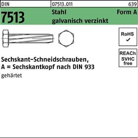 Gewindeschneidschraube DIN 7513 FormA Sechskant AM 4x10 Stahl galv.verz. 1000St. - VPE: 1000