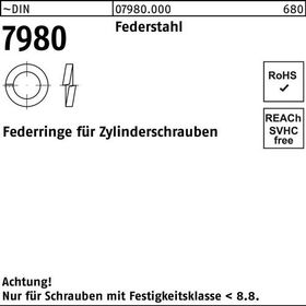 Federring DIN 7980 f.Zylinderschrauben 18 Federstahl 100 Stück - VPE: 100