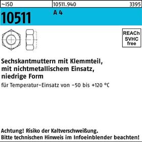 Sechskantmutter ISO 10511 Klemmteil M16 A 4 250 Stück - VPE: 250