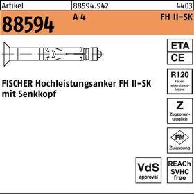 Hochleistungsanker R 88594 FH II 12/30 SK A 4 25 Stück FISCHER - VPE: 25