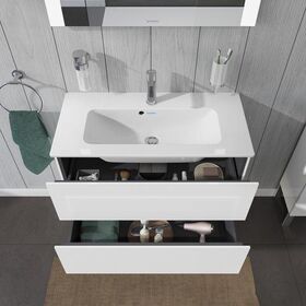 Duravit Waschtischunterbau L-CUBE 820x391mm 2 Schubk we hgl ES NB mitte