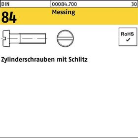 Zylinderschraube DIN 84/ISO 1207 Schlitz M8x 35 Messing 100 Stück - VPE: 100