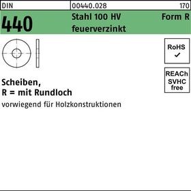 Scheibe DIN 440/ISO 7094 FormR R 17,5x 56x 5 Stahl 100 HV feuerverz. 50St. - VPE: 50